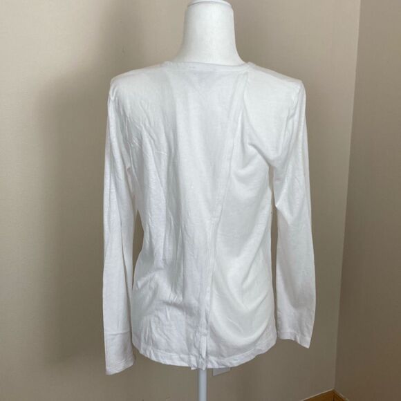 J. Crew White Open Back/Butterfly/Knotted Long Sleeve T Shirt Size L Style AG736 - Picture 2 of 9